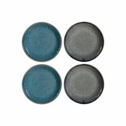 Leonardo MATERA Keramikteller 16,3 Cm Anthrazit / Blau 4er Set - A